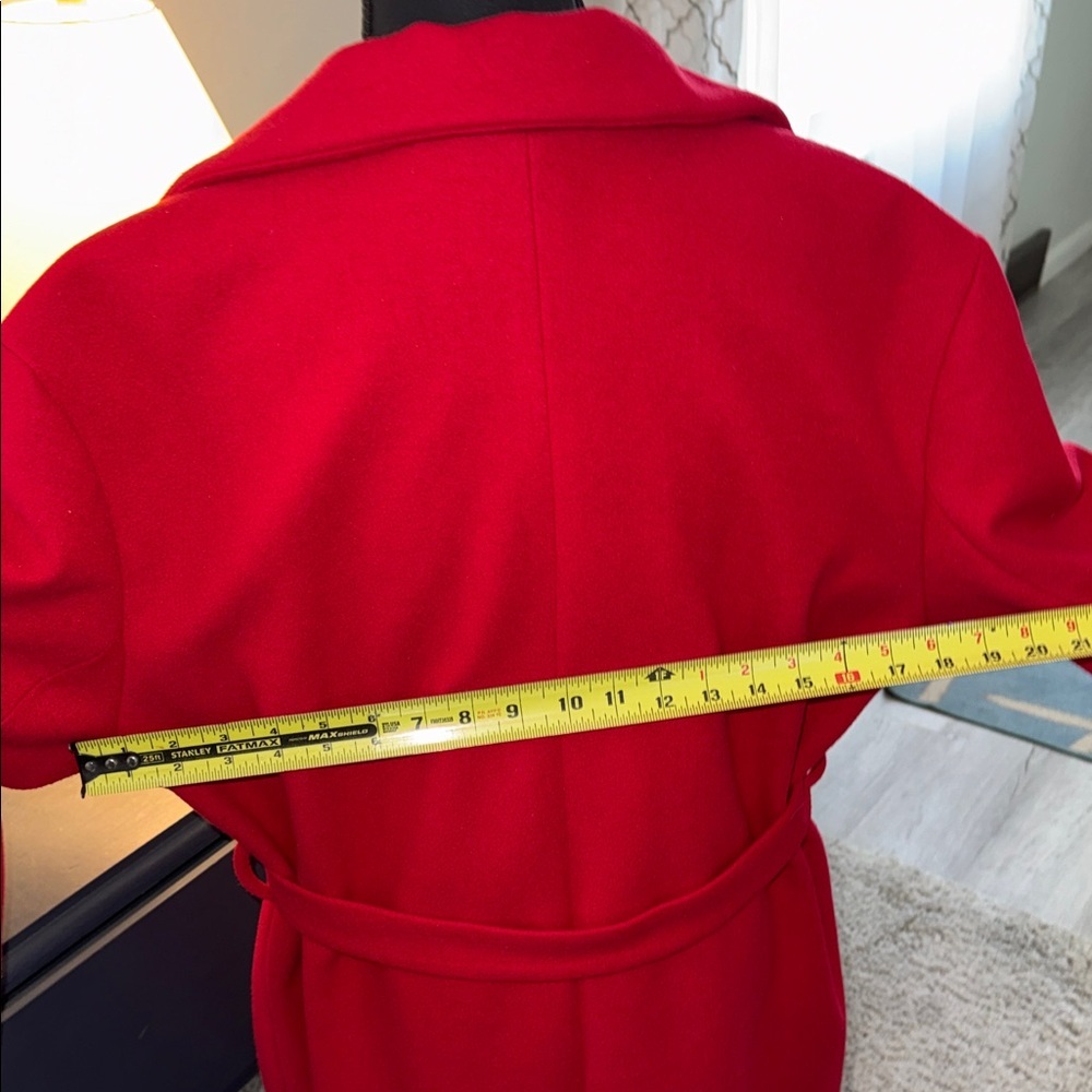 Nine West Red Belted LINED Coat elegant, business casual, feminine, colorful, Lg - Picture 8 of 9